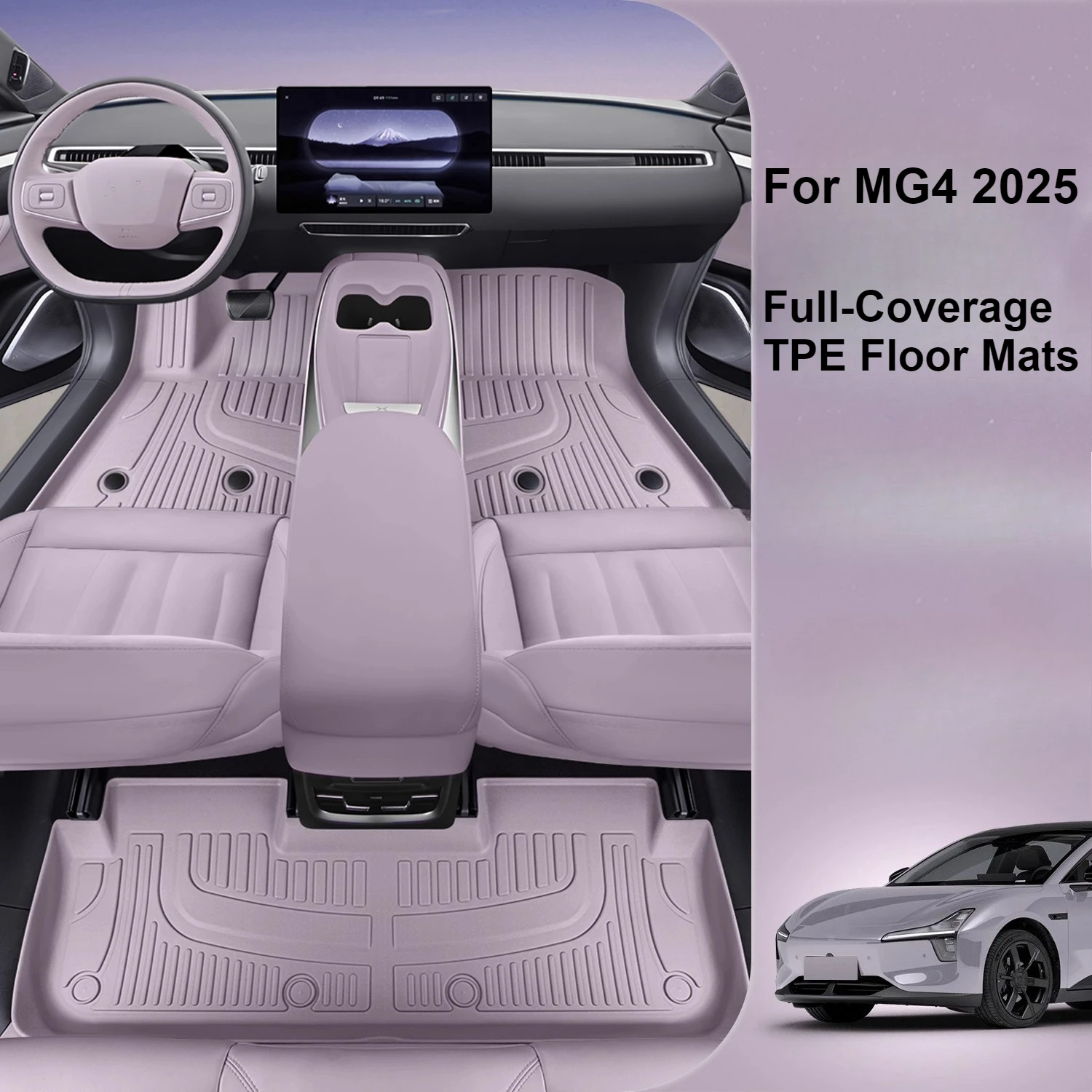 

For MG MG4 2025 2026 Full-Coverage TPE Car Floor Mats Waterproof Scratch-Resistant Double-Layer Custom Accessories