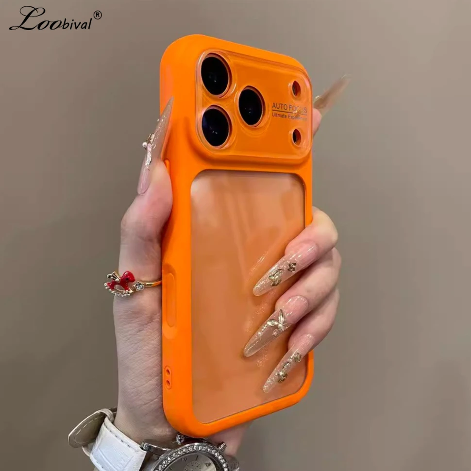 Luxuriöse Bonbonfarbene Große Fenster-Transparente Handyhülle für iPhone 15 16 17 Pro Max mit Durchsichtigem Kameraschutz und Stoßfester Abdeckung