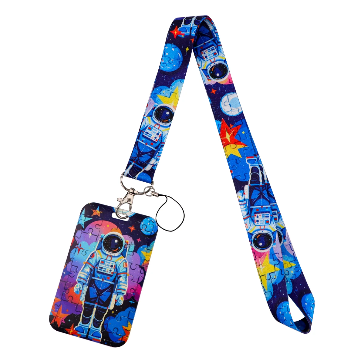 Astronaut Pattern Lanyard For Keys ID Credit Card Cover Badge Holder Phone Charm Keyring Lanyard Keychain Children Accessories