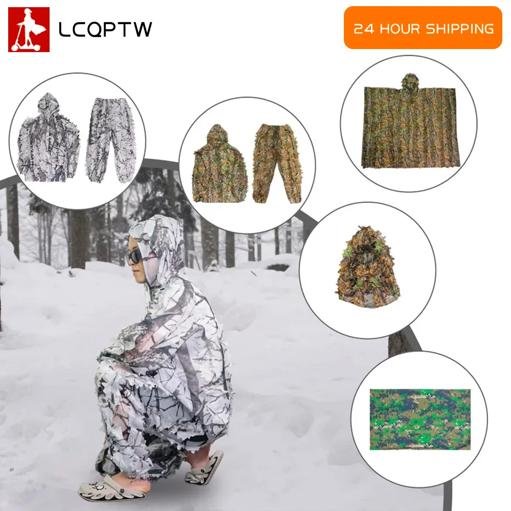 

3D камуфляжные охотничьи костюмы, для мужчин, молодежи, для охоты в джунглях, стрельбы, гирляндный костюм, костюмы Gillies, камуфляжные охотничьи костюмы с листьями