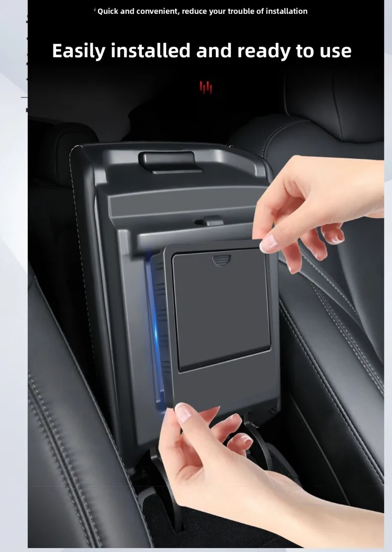 Für Tesla Modell 3 2017 2018 2019 2020 2021 2022 2023 Auto Center Konsole Aufräumen Tablett Armlehne Fall Versteckte Lagerung box Zubehör – Detail 10