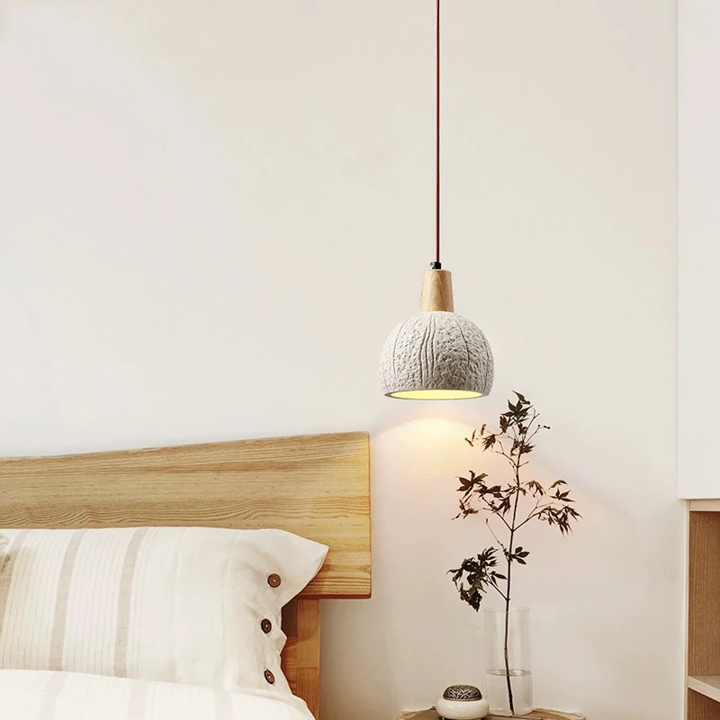 Creative Concrete Cement Chandelier Bedroom Bedside Led Pendant Lamp Round Hanging Light For Corridor Hallway Porch Dining Room