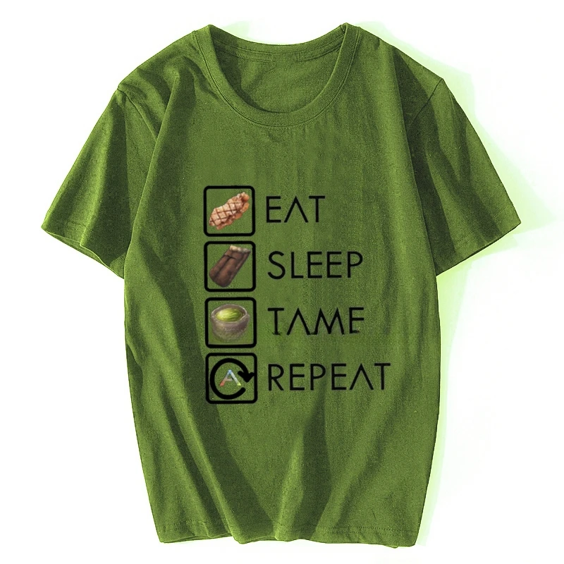 Funky Ark Survival Evolved Eat Sleep Tame Repeat T Shirt Men Cotton T Shirt Hip Hop Tees Tops Tshirt Summer Round Casual