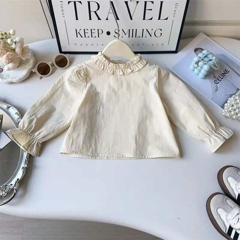 New Girl's Long Sleeve Shirt 2025 Spring And Autumn New Fashionable Sleeveless Cowboy Vest and Pants Children's 3-Piece Set