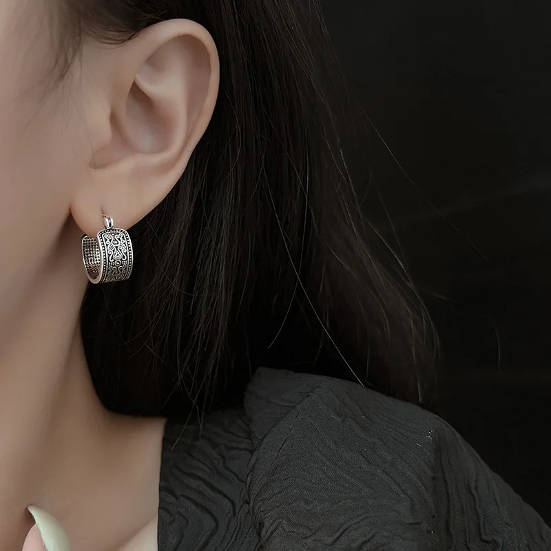 Women's Jewellery 925 Sterling Silver Grass Pattern Earrings For Woman Wedding Minimalist Vintage Accessories Prevent Allergies