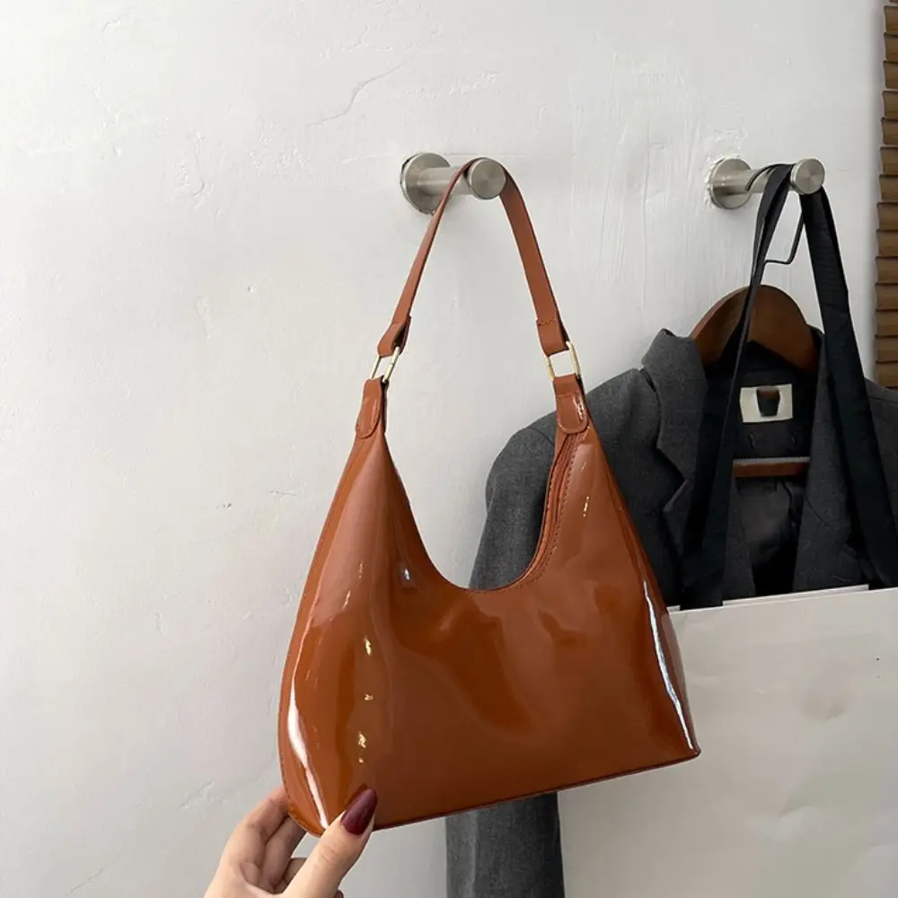 العصرية لامعة ريترو حقائب كتف تصميم جديد بو الجلود الفاخرة الإبط حقيبة النمط الفرنسي مزاجه حقيبة يد نسائية سيدة #2