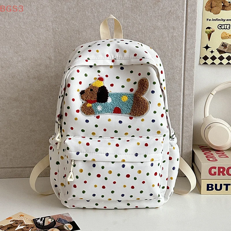 

Korean Version Of Large Capacity Backpack Color Polka Dot Student Backpack Casual Trend Computer Bag