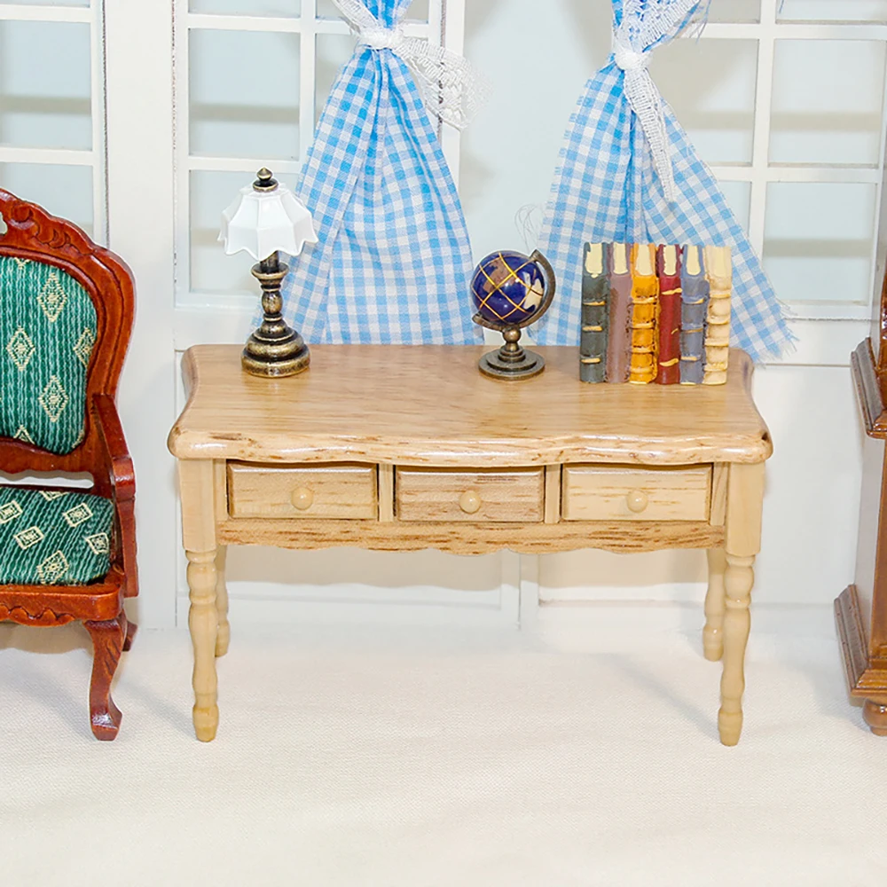 1/12 인형 집 미니어처 나무 책상 미니 테이블 가구 모델 장난감 인형 집 액세서리 장식 ob11 bjd