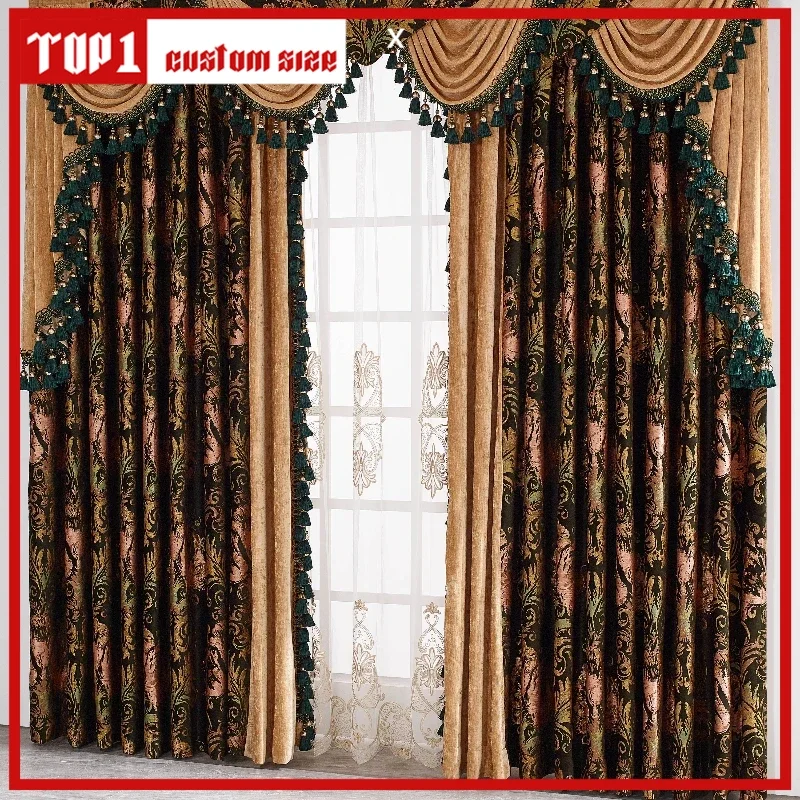 

European American High-grade Jacquard Court Luxury Luxury Atmosphere Villa Curtains For Living Room Bedroom Dining Custom Size