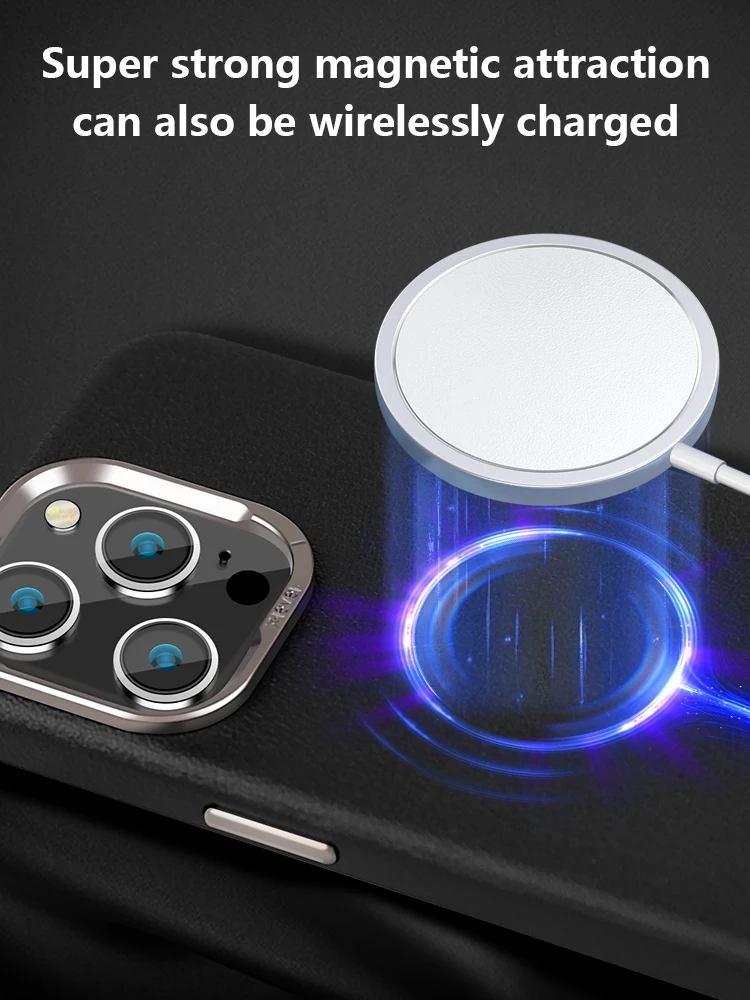 Luxury Leather Magnetic Phone Case For iPhone 15 15Pro 15ProMax For MagSafe Wireless Charge Shell For 14Pro 14ProMax Phone Cover