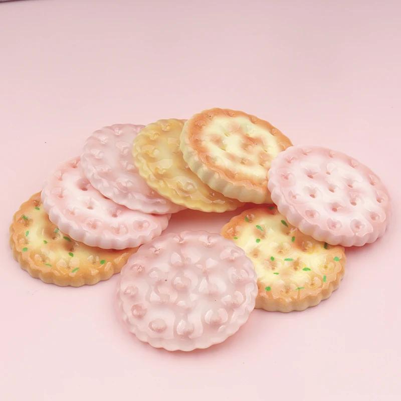 10/100pcs Kawaii Resin Big Biscuit Fake Food Resin Cabochons for Phone Decoration Crafts Making DIY Accessories