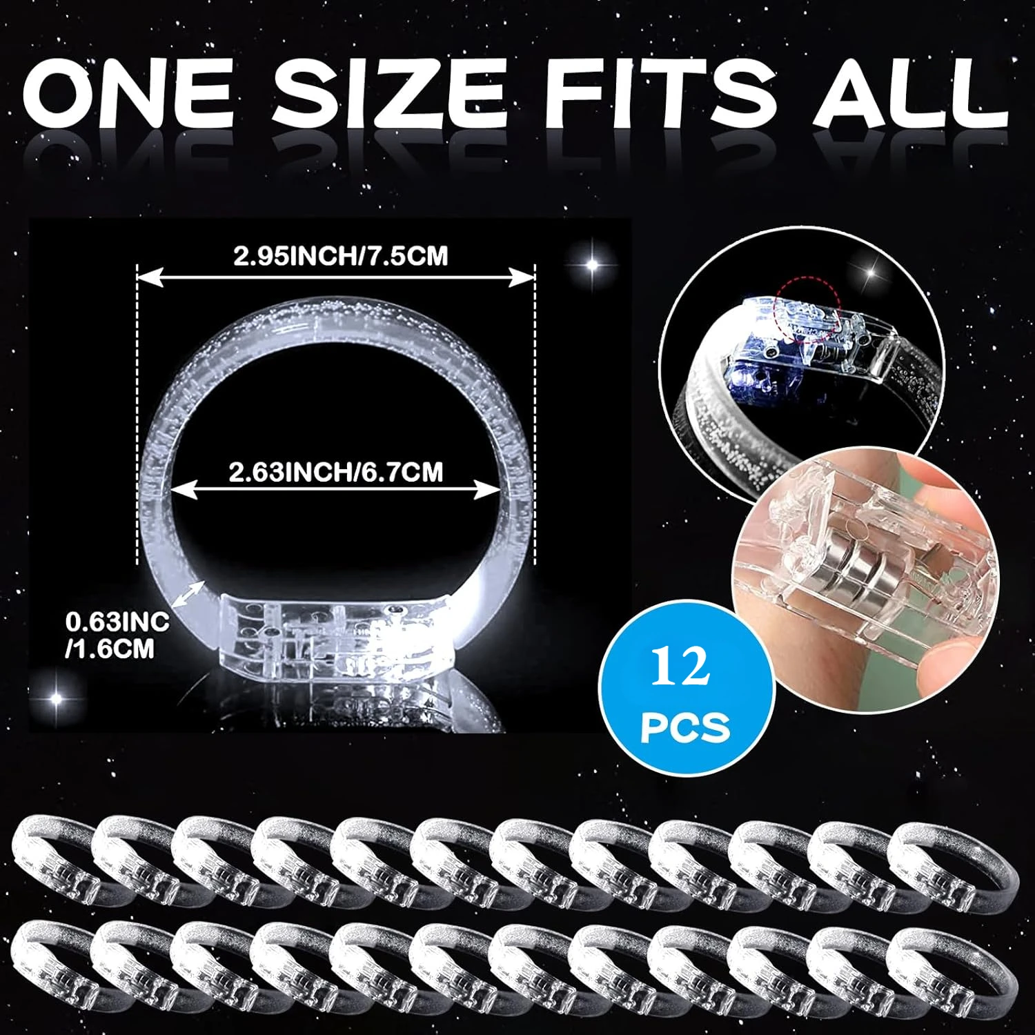 12PCS LED Light Up Bracelets and 12PCS LED Fiber Optic Stick 3 Light Modes Glow in The Dark Party Concert Supplies Wedding Gifts