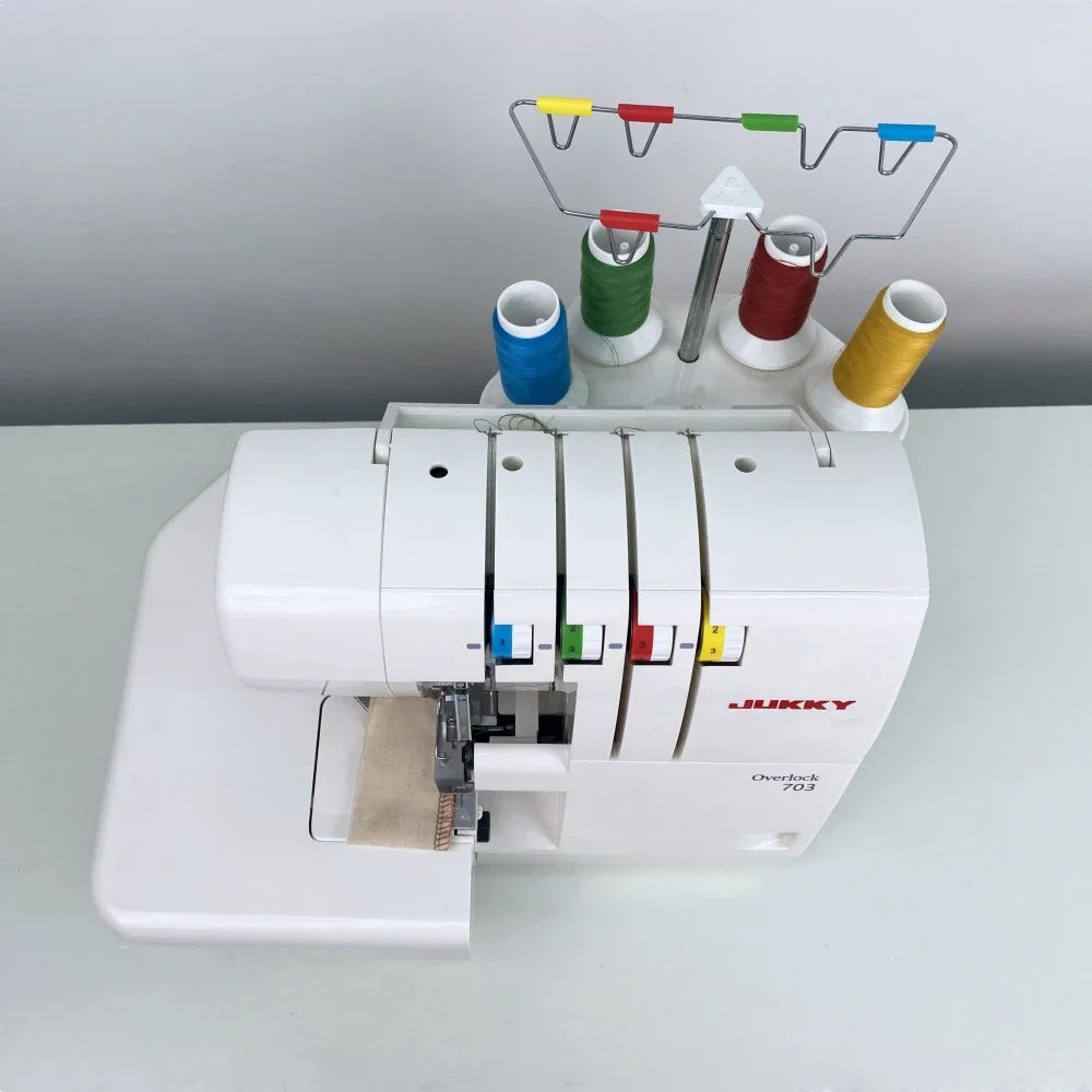 JUKKY 703 High-Speed Four-Thread Overlock Sewing Machine Manual New Garment Industrial Household Use Portable Easy Sewing Gear