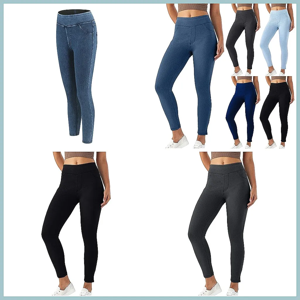 

Women's High Waisted Skinny Jeans - Stretchy Slim Fit, Retro Solid Wrap Hips Casual Trousers