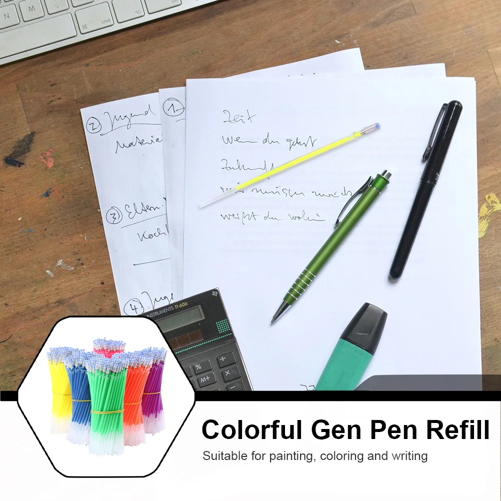 

50 pcs Fluorescent Pen Refills Colorful Smooth Ink Premium Plastic Refill Replacements For School Office Study Stationery