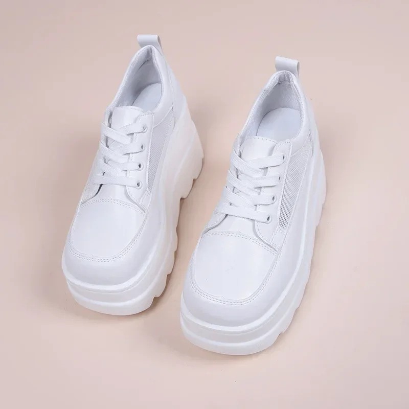 White Wedge Sneakers Shoes Platform Breathable Hollow Shoes Chunky Platform Heel Pumps Shoes Women Heels Zapatillas Mujer