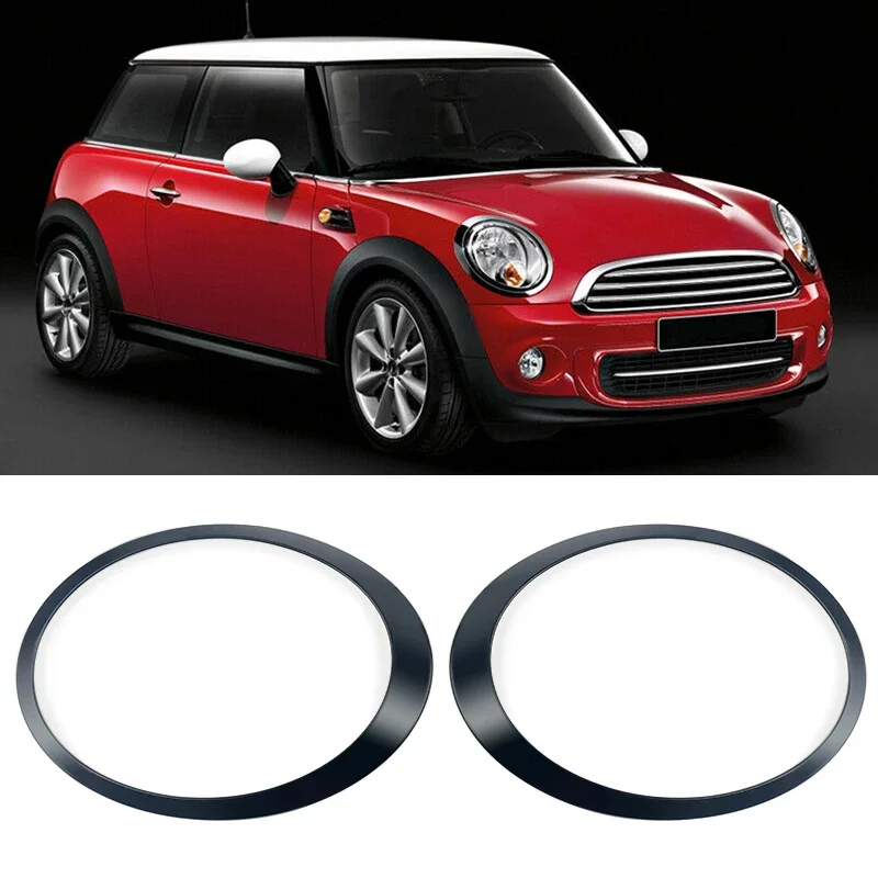 For Mini Cooper R55 R56 R57 R58 2007-2015 Gloss Black Headlight Ring Bezel Trim Surround Cover Car Accessories Car Styling 2Pcs