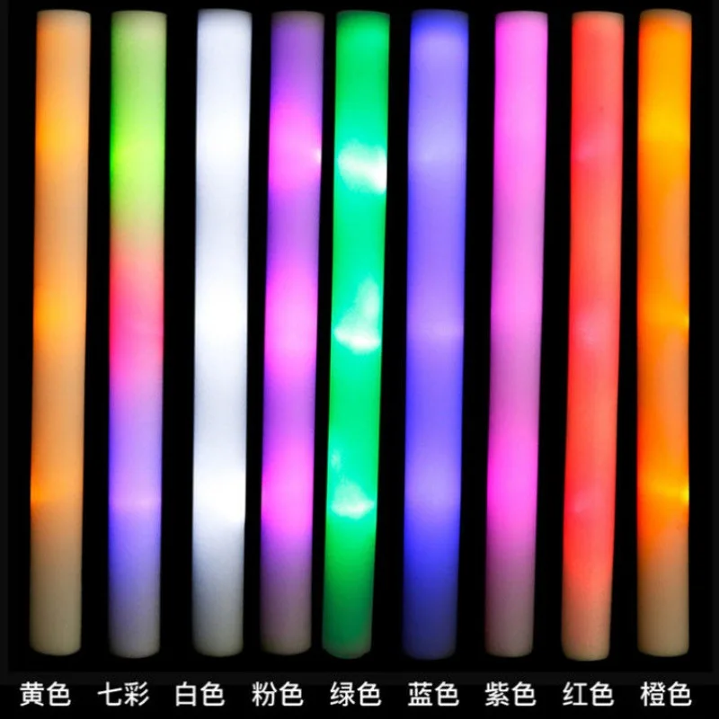 LuanQI 10/30/50PCS Colorful LED Glow Sticks Glitter Fluorescent Foam Stick Cheers Birthday Party Concert Wedding DIY Atmosphere