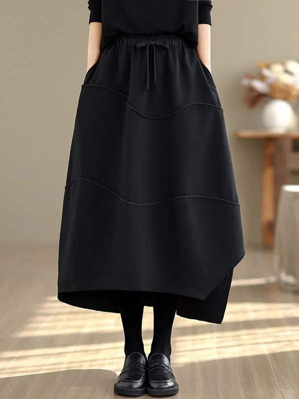 

High-End Thiened Asymmetrical Midi Skirt Women's Commuter Casual Personali Korean Version Color A-Line Skirt plus Size
