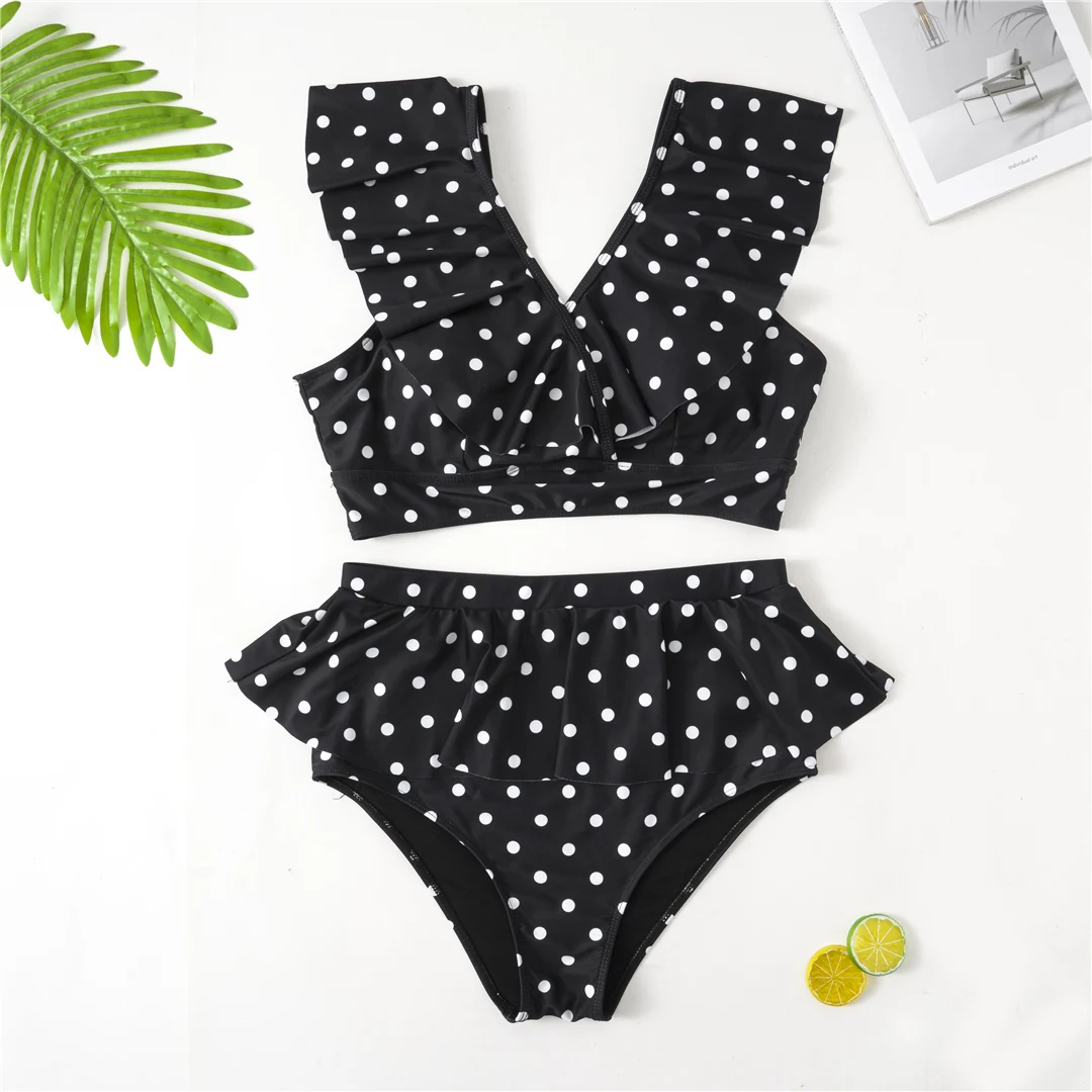 0XL - 4XL Polka Dots Bikini, große Größen, Badebekleidung, Plus-Size-Badeanzug für Damen, zweiteiliges Bikini-Set, Badeanzug, V3745 – Detail 12