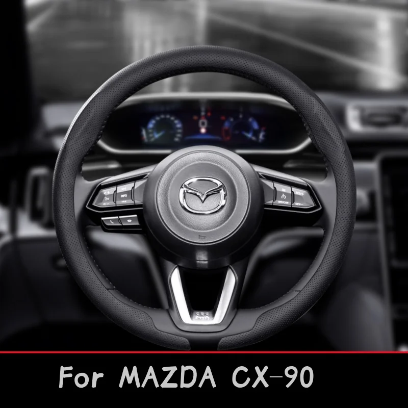 

8DNappa leather Car Steering Wheel Cover For Mazda CX90 CX-90 2022 2023 2024 2025 Non-Slip Washable Auto Accessories