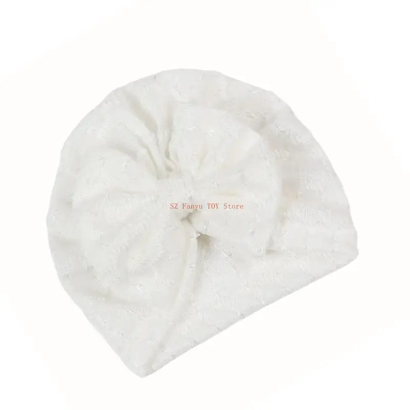 

96GC Newborns Baby Turban Hat Elastic Headwrap Fashionable Hospital Caps with Bowknot