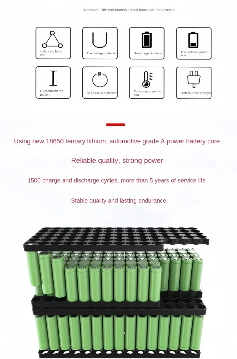 10S3P 36V 36000mAh 18650 Rechargeable Lithium Battery Pack，For Power Modified Bicycle Scooter Electric Vehicle with BMS+charger