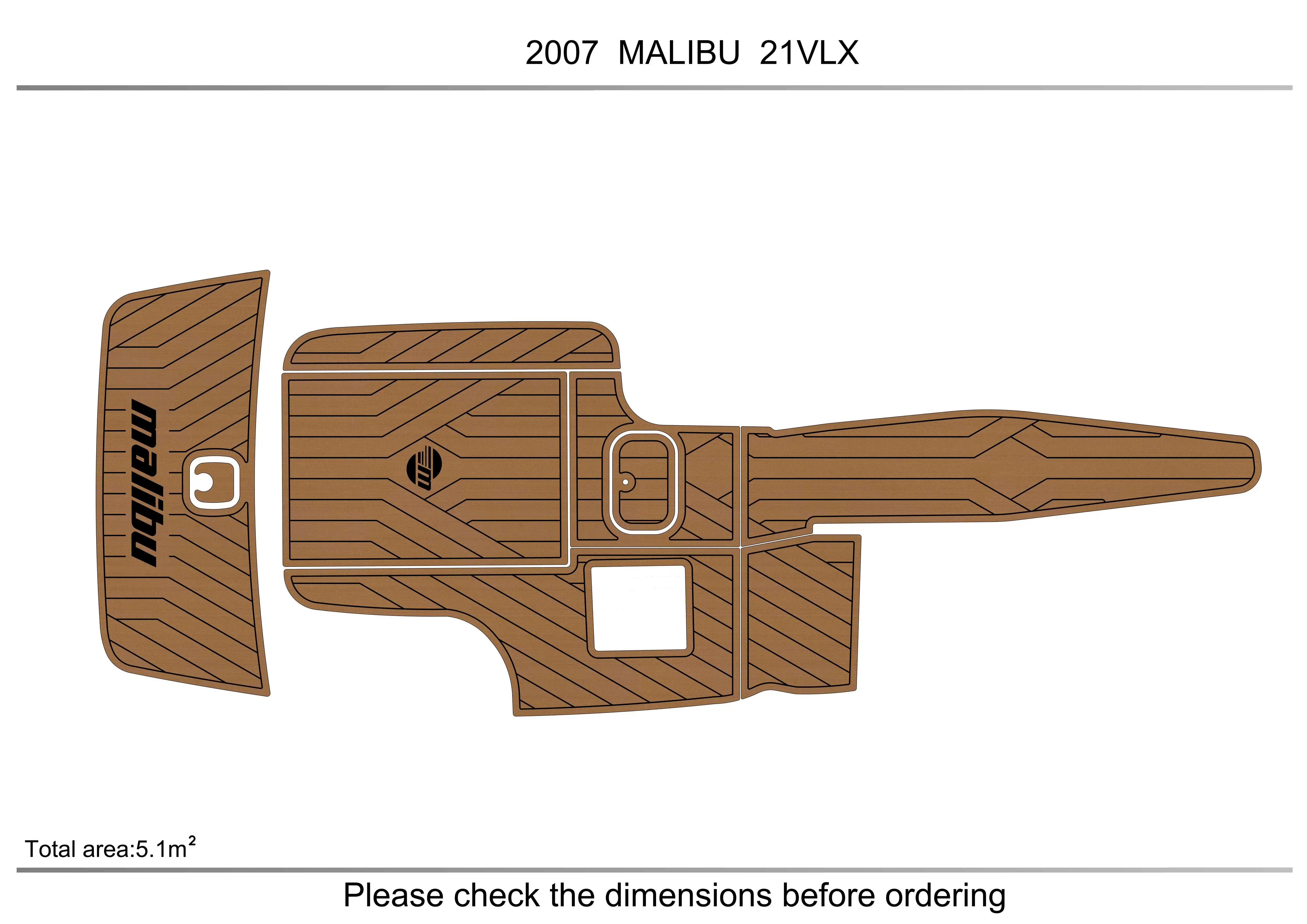 

2007 MALIBU 21 VLX Cockpit Swimming platform 1/4" 6mm EVA fAUX carpet Water Ski Yacht Fishing Boat Non-slip mat floor