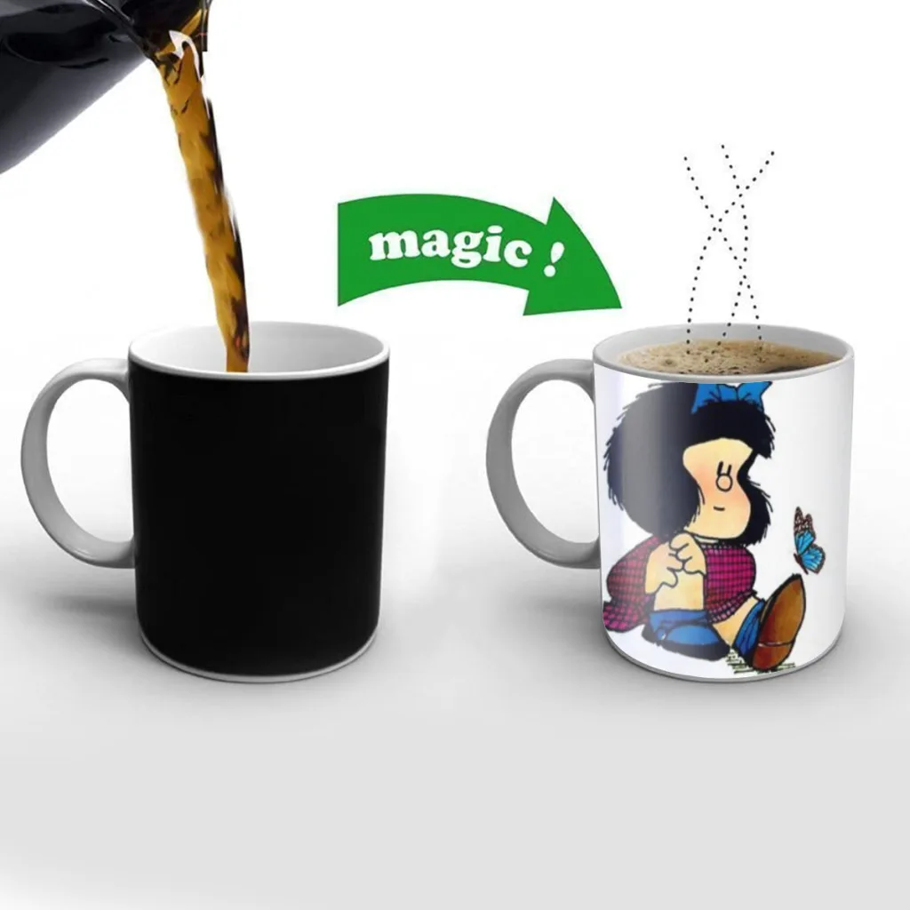 

Mafalda Friends Birthday Gifts Color Changing Magic Ceramic Creative Coffee Mugs Tea Cups
