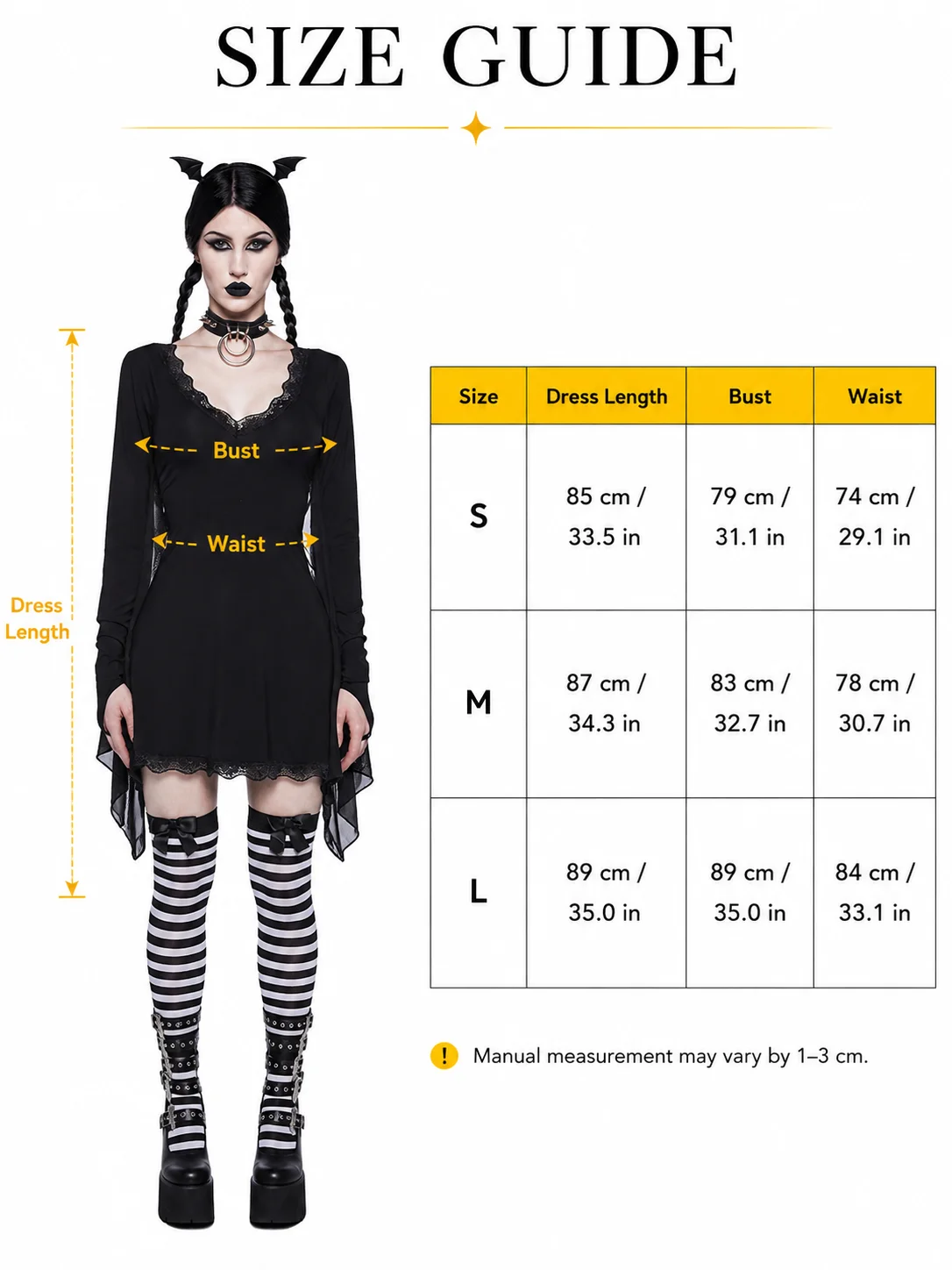Women Dark Gothic Bat Wing Vampire Dress Lace V Neck Long Sleeve Finger Loop Chiffon Bat Sleeve A Line Mini Dress for Halloween Party Cosplay Carnival Clubwear Night Out，halloween costume, vampire costume, bat wing dress, gothic dress, witch cosplay dress view 8