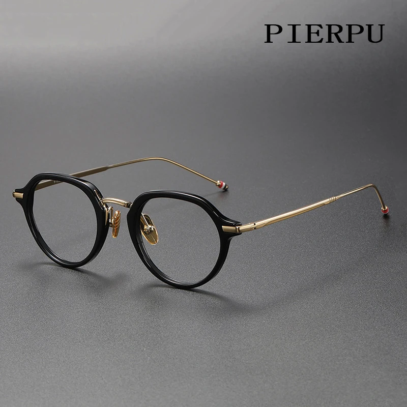 

Titanium Round Glasses Frame Men Vintage Retro Prescription Eyeglasses Frames Women THOM Handmade Optical Myopia Spectacles