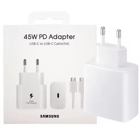 Samsung 45W Super Fast Charging PD Wall Charger Adapter Cargador 5A USB C Cable For Galaxy Z Fold Flip 6 5 4 S25+ S24+ S23+ S22+