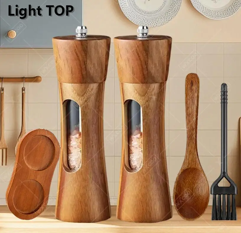 

WXCOO Salt and Pepper Grinder Manual Solid Wood Pepper Shakers Grinder Adjustable Ceramic Pepper Mills for Kitchen Utensils