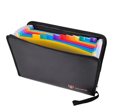 MIRUI Fireproof Files Folder Accordion Document Bags A4 12 Pockets Non-Itchy Silicone Coated Fire Resistant Safe office supplies