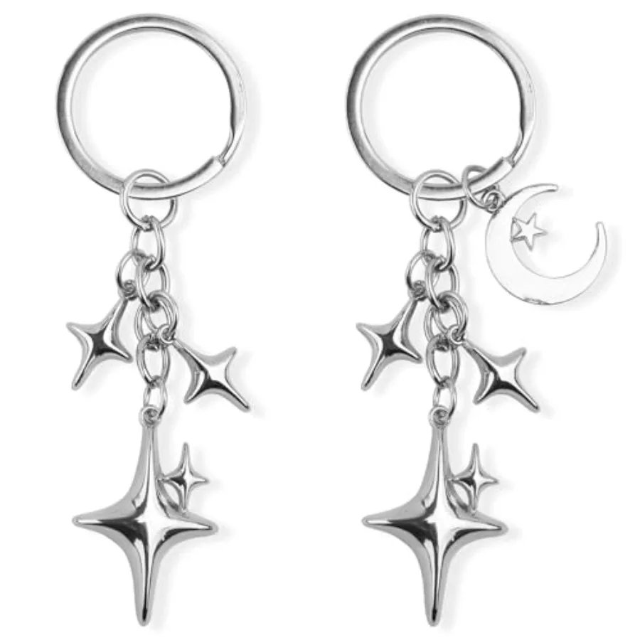 

2pcs Cute Star Moon Keychains Y2k Star Key Chain Charms Aesthetic Key Ring Bag Accessories Keychains for Purse Handbag Backpack