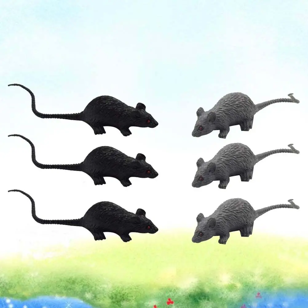 

6Pcs Realistic Fake Mouse Prank Set Black Grey Mini Rodent for Halloween Party Joke Trick Office School Home Fun Gift Kids