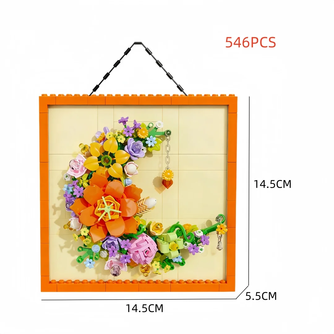 WIST GEBOUWD Innovatieve Bouwsteen Bloem 3D Fotolijst Ornament-Ideaal DIY Decor, Cadeau voor Meisje, Muur Hangend & Educatief Speelgoed