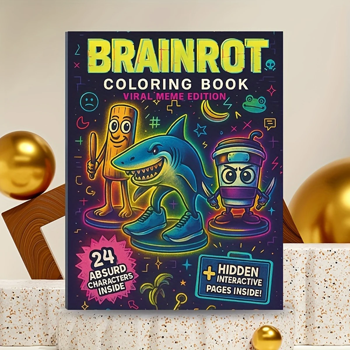 

Adult Coloring Book 24 Pages Funny Graffiti Mandala Patterns Brain Rot Relief Stress Birthday Gift Family Activity Relaxation