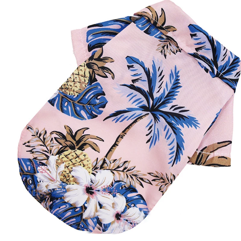 Hawaii Dog Shirt Colorful Flower Printed T-Shirt Breathable Cool Shirt Summer Beach Style Dog Clothes Medium and Large Dog Boys
