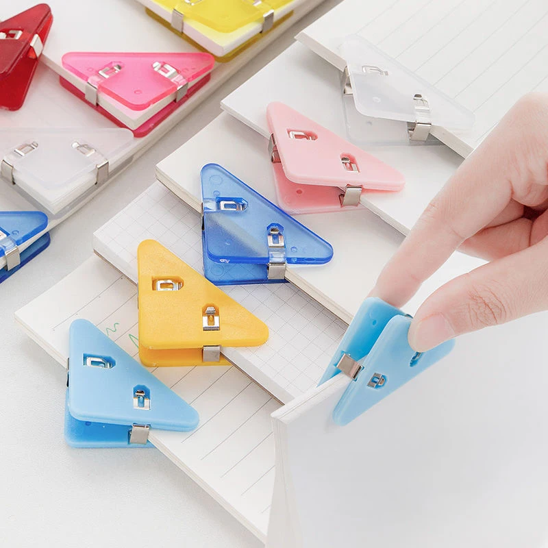 10pcs Colorful Triangle Corner Clips Kawaii Bookmarks Book Page Holder File Index Photo Clamp Office School Desk Organizer