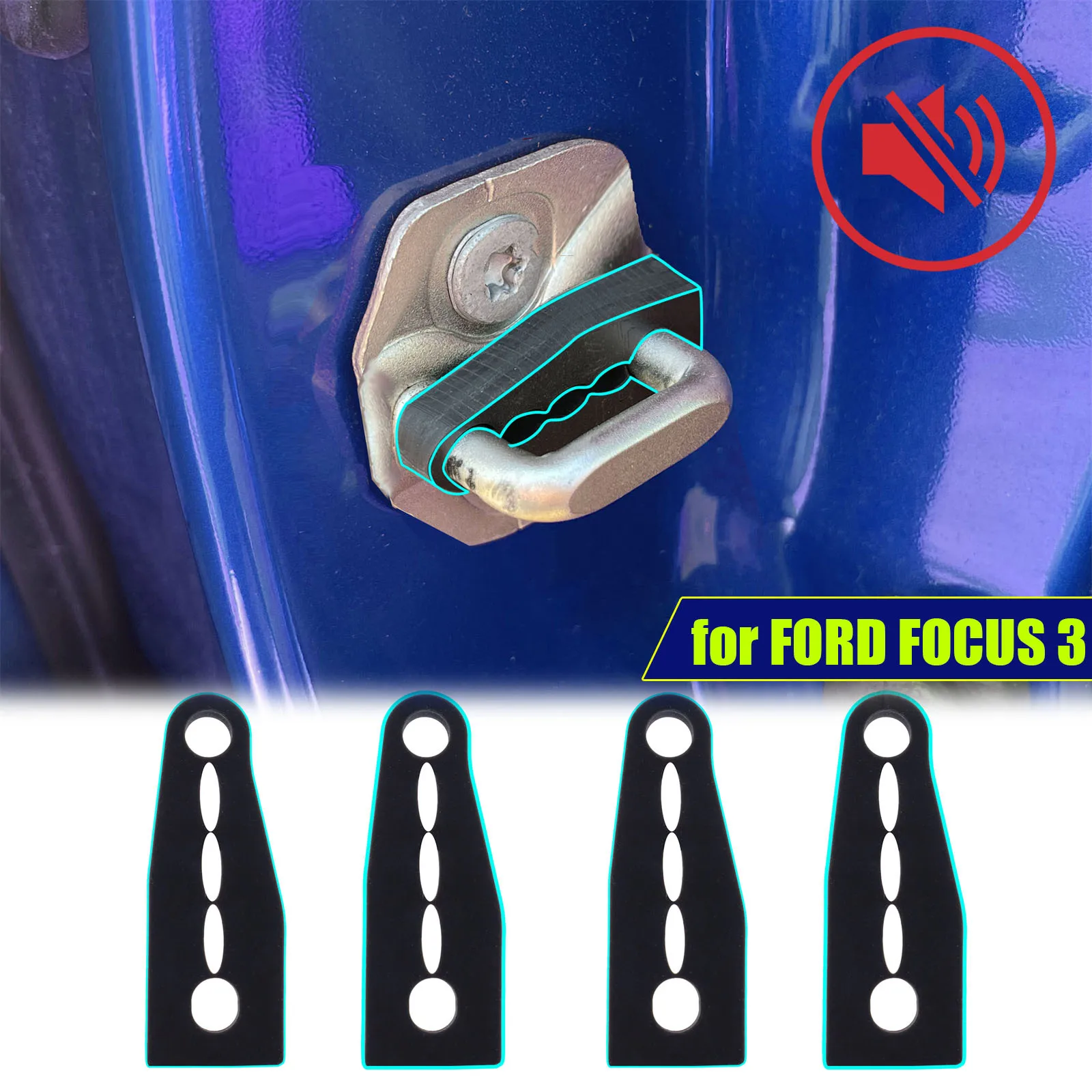 Amortiguador de cerradura de puerta para Ford Focus 3 Kuga 2, amortiguador de borde de Escape, aislamiento acústico insonorizado, tornillos