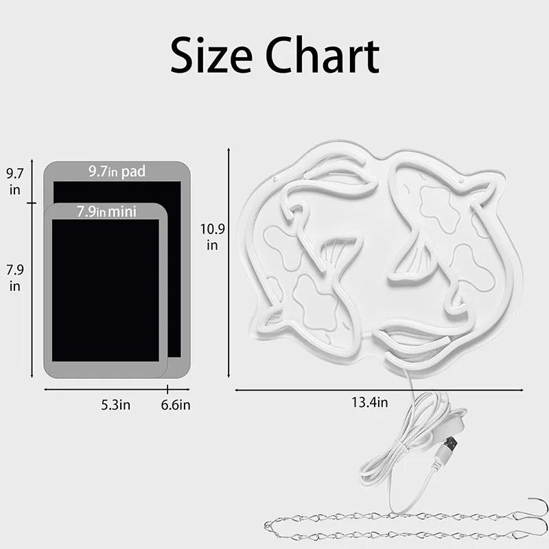 Koi Fish Neon Signs for Wall Decor Japanese Fishes Neon Light Signs Up Night Red White Lights for Bedroom Neon Signs