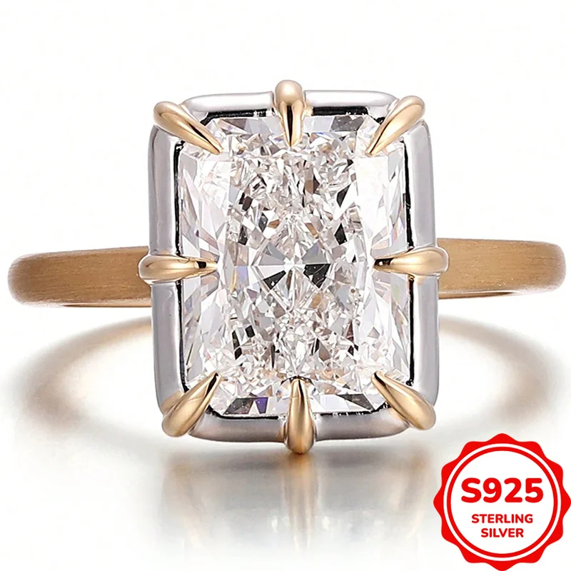 Classic Fashion Authentic S925 Silver Octopus Square Zirconia Women's Ring Commuting All-Match Ring