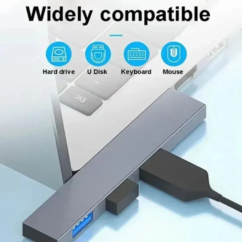 Ultra Slim USB 3.0 Hub 4 Port Right Angle Ultra Slim Splitter for Laptop PC Desktop Computer Multiple Devices Expander
