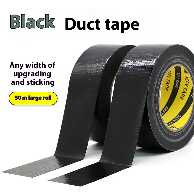 Fita preta à base de pano forte de face única, fácil de rasgar, decoração sem costura, proteção de azulejos, filme de solo, fita fixa sem costura