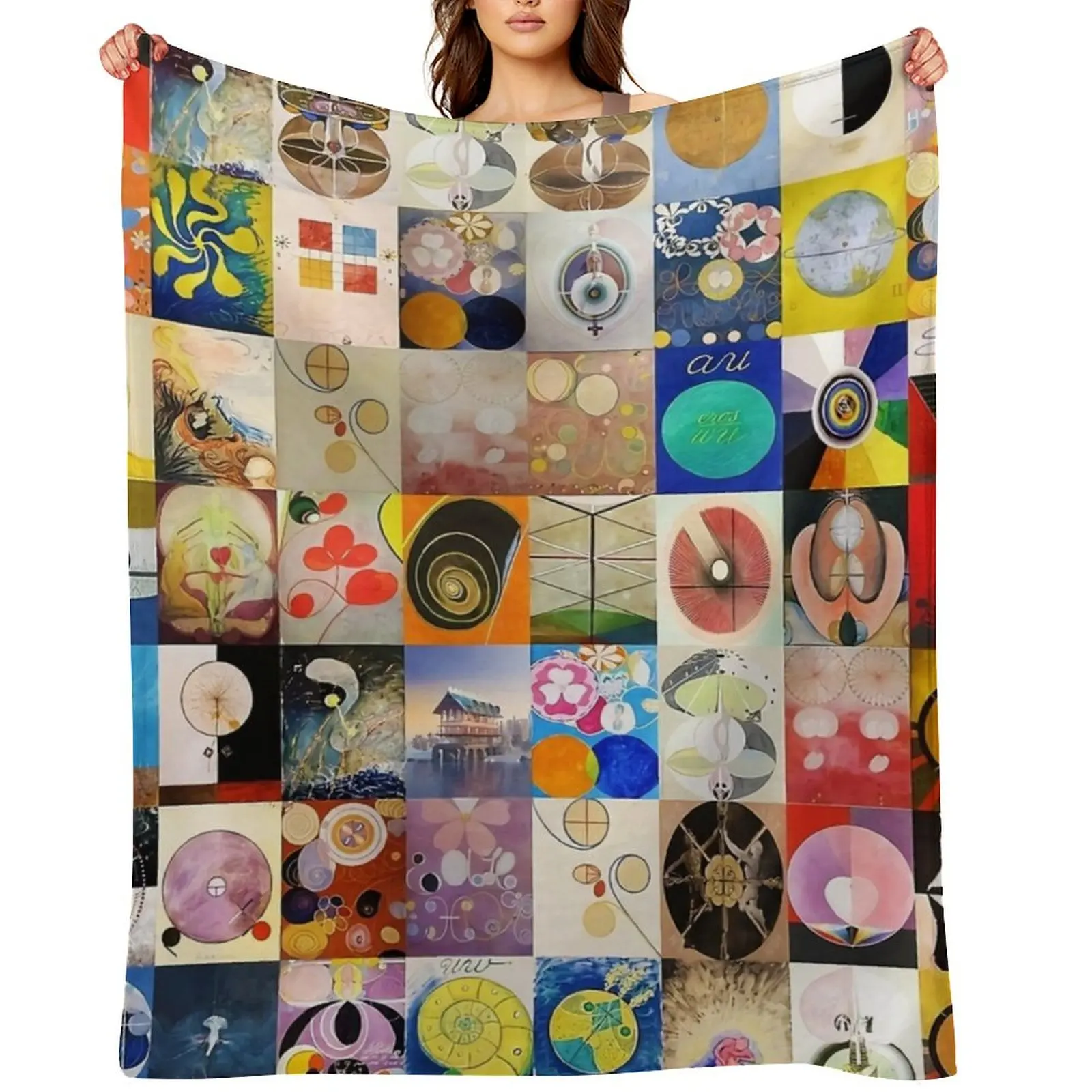 

A Collage of Hilma af Klint Artwork Throw Blanket Travel Comforter Quilt halloween Blankets