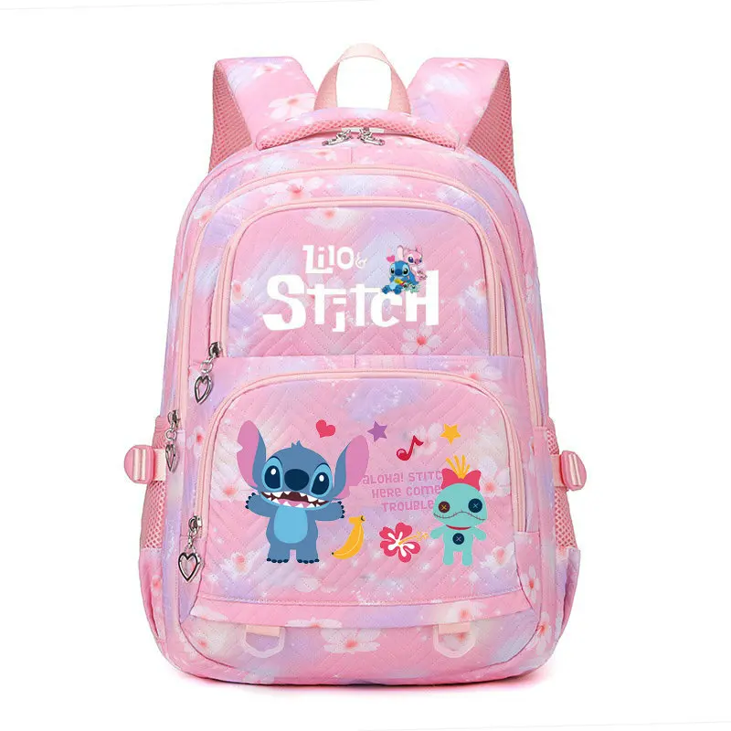 Disney Lilo Stitch กระเป๋าเป้สะพายหลังสําหรับวัยรุ่นกระเป๋านักเรียน Mochila กันน้ําผู้หญิงกระเป๋าเป้สะพายหลังกระเป๋าเดินทางหญิงกระเป๋าเป้สะพายหลัง