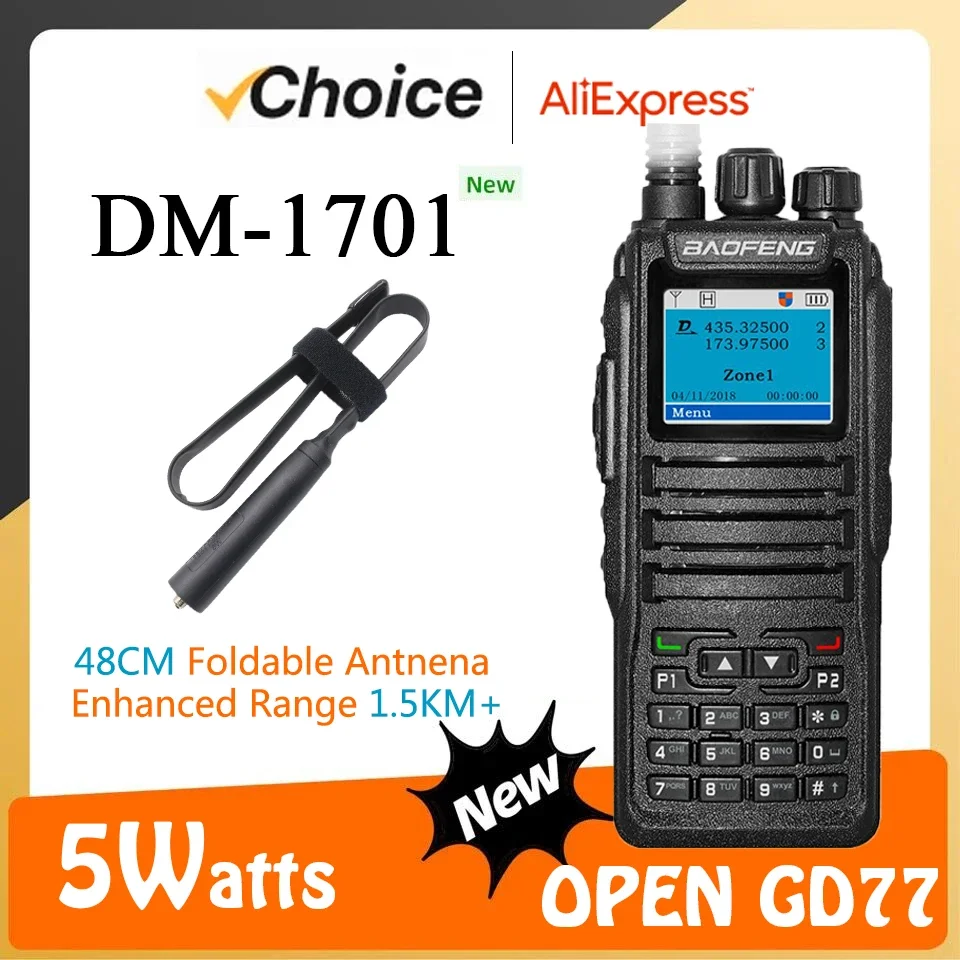 Baofeng Walkie Talkie DM-1701 DMR Dual Mode Analog and Digital Radios Tier 1&2 Dual-Time Slot DM1701 Ham Dual-Band DM-1801 DM-5R image 3