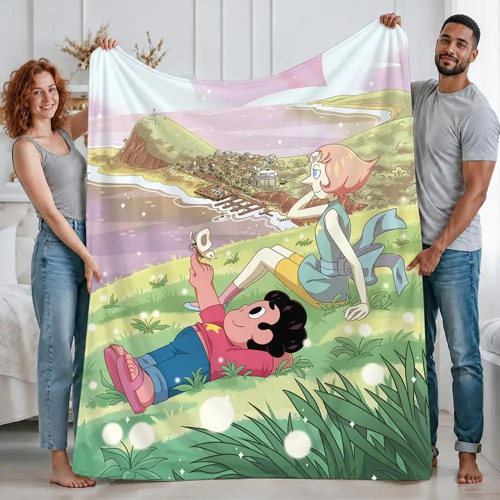Colorful Cartoon Steven Universe Throw Custom Printed Flannel Fleece Blanket for Sofa Bed Office Travel & Camping