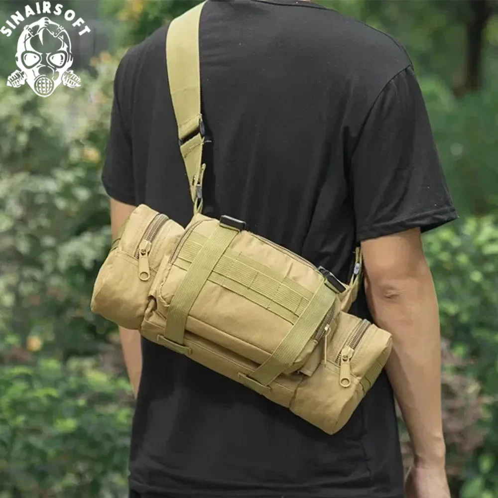 SINAIRSOFT Convertible Waist Pack Crossbody Bag Nylon Tactical Belt Bag for Women Men Outdoor Sports Cycling Storage Waist Bag